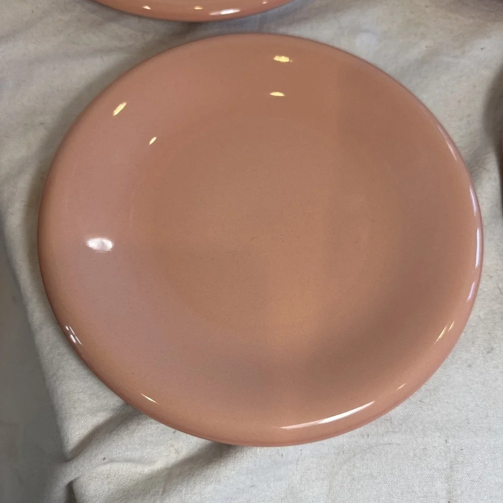 Mervyn's Japan Salad Plates Salmon Pink Stoneware 7.5 Inch Vintage Set Of 4